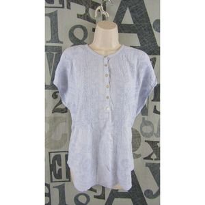 Lucky Brand Shirttail Lavender Knit Top Women L 1/2 Button Embroidered Front